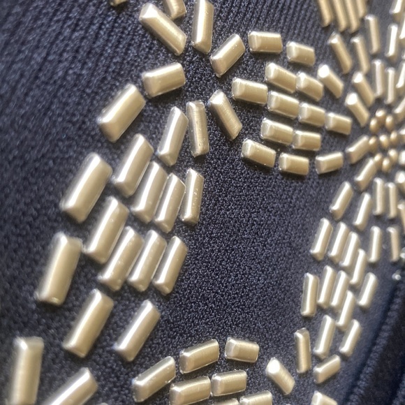 👗 MICHAEL Michael Kors XS Black Sleeveless Beaded Floral Fitted Dress Stunning! - Picture 8 of 11